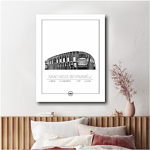 Sverigemotiv Fußballstadion-Wandkunstdruck - Fußballgeschenke für Jungen, Mädchen, Männer – Beste Premier-League Fußballmannschaften – ungerahmtes Poster (Madrid - Santiago Bernabeu Stadion, 40x50 cm)