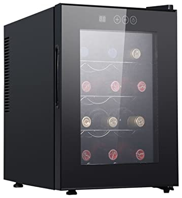 Wine Cooler, 12 Bottles Mini Small Wine Cooler Refrigerator Chiller Fridge 45F-65F for Red White Sparkling Champagne Wine in Home Bar Kitchen Office Bedroom,B