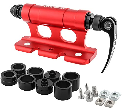 MUQZI Bicycle Quick Release Fork Mount Block Thru Axle Holder Front Fork Block Car Roof Rack Support Bike Stand Holder with Adapters, Red
