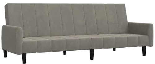 vidaXL Schlafsofa 2-Sitzer, Schlafcouch für Wohnzimmer Heimkino Büro, Gästebett mit Holzrahmen, Sofabett Tagesbett Couch Sofa Ausziehbar, Hellgrau Samt