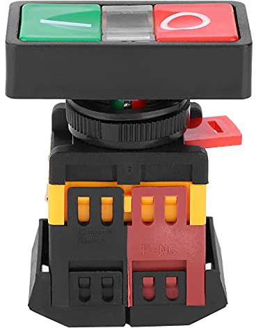Interruttore a Doppio Pulsante LED con Pulsante Rosso e Verde, Pulsante ON/OFF Momentaneo NO + NC, Design Compatto, Struttura Semplice (220V)