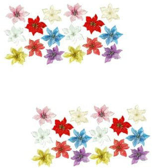 Ciieeo 32 STK Weihnachtsbaum-Anhänger künstliche Blumen künstliche blüten Weihnachtsblumendekor künstliche Pflanzen Anlage Hochzeitsdekorationen Weihnachtsschmuck Blitz