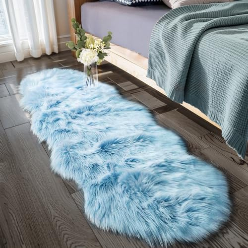 Ciicool Ultra Soft Faux Sheepskin Fur Rug 2x6 Feet Fluffy Rug for Bedroom