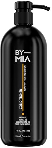 BY MIA Haarspülung 750ml | Maximale Haarfeuchtigkeit | mit Arganöl, Jojobaöl, Süßmandelöl, Sonnenblumenkernöl | Für alle Haartypen | Abschließbarer Kopf