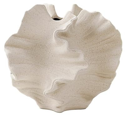 Sujurio JarróN de Coral Contenedor de Arte NóRdico para Flores Florero de Hierba de Pampa Sala de Estar Centros de Mesa DecoracióN Crema A