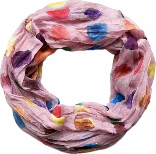 Jeamis Kreis Seide Loop Farbverlauf Frühling Rundschal Rainbow Unisex Sommer Leicht Schal Stola Dots