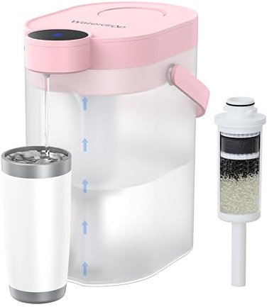 Waterdrop FreshTaste Soften Water Instant Electric Rechargeable Water Filter Jug, 4L Water Filter Dispenser, Reduce Calcium, Chlorine, Lead, Copper, Purify, Pink (Replacement Filter: WD-EWFS)