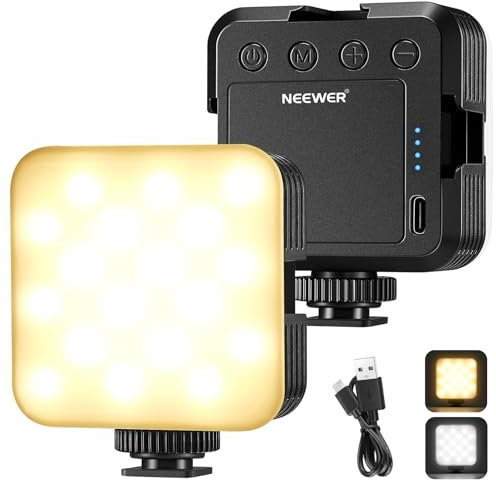 NEEWER LED Video Light, Portable Photography Lighting, 3 Cold Shoes, CRI 97+, 8 Scene Modes, Rechargeable Bi Color Dimmable Soft Camera Panel Light for Vlogging Video Recording, NL-36AI