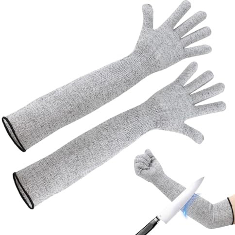 Zasdvn Schnittfeste Ärmel, schnittfeste Sicherheits-Armstulpen, 5 Schutz, Anti-Schnittschutz-Bandagen, Unterarm, Handgelenk, Armschutz, Handschuhe, für Gartenarbeit, Reparatur, Küche, grau, Refer to