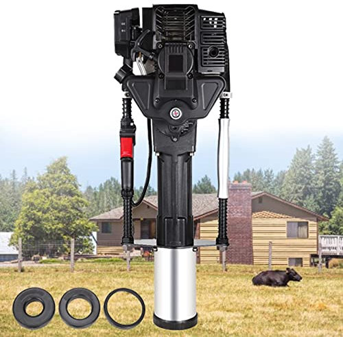 Pilote de poteau à essence pour poteaux en bois Heurtoir de clôture – Marteau pneumatique à moteur 2 temps robuste 1900 W, piquet 50/70/100 – Outil de clôture professionnel