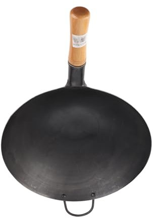 MOZUO Padella in Ferro Antiaderente Padella Cinese da Cucina Padella in Ferro Battuto a Mano Padella con Manico Unico Adatta per Fornelli Elettrici, a Induzione e a Gas (40 cm)