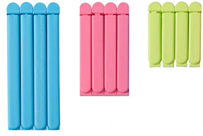 12pcs Food Sealing Clips - 4 Sizes Clip Closure Bag - Food Clips for Keeping Food Fresh,Bag Clips for Food Storage - Food Storage Bag Clips,Plastic Sealing Bag Clips - Food Bag Clips,Reusable Bag Clip