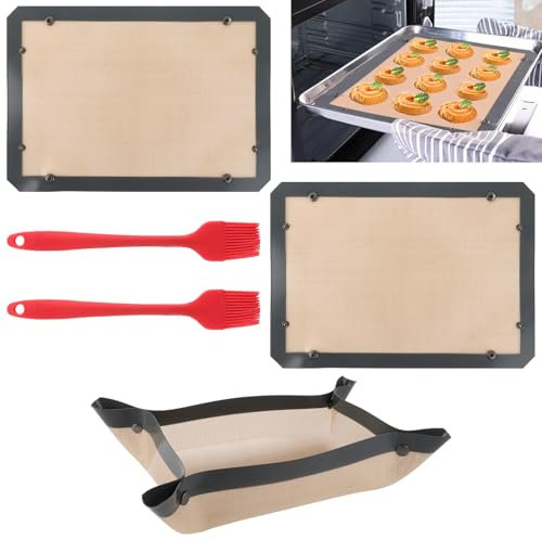 YAYODS 3 tappetini da forno in silicone Macarons, 42 x 29,5 x 0,7 cm, riutilizzabili, tappetino in silicone antiscivolo, per cottura – tappetino da forno permanente antiaderente in silicone, tappetino