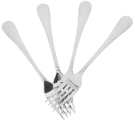 Genérico 4 Piezas Tenedor De Acero Inoxidable Solo Tenedores De Cocina Cubiertos Antiguos Tenedores De Halloween Cubiertos a Granel Inicio Martillo Tenedor Reno De Oro Mini Silver