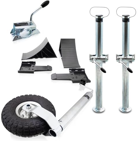 Bituxx Anhänger Stützrad Stützen Unterlegkeile Halter Klemmschellen - 10 Teile Set