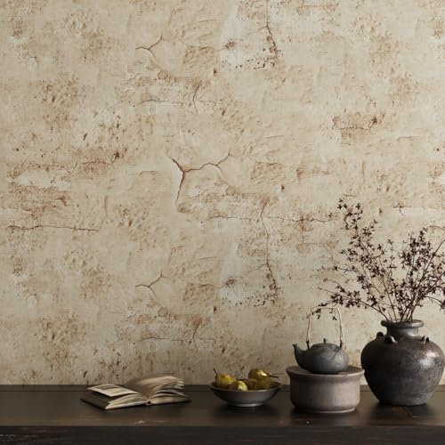 VaryPaper Carta da Parati Adesiva Muro Effetto Cemento Marrone 40cmx200cm Pellicola Adesiva Stile Industriale Carta Adesiva Impermeabile per Bagno Soggiorno Pellicola Top Cucina Armadio Scaffali