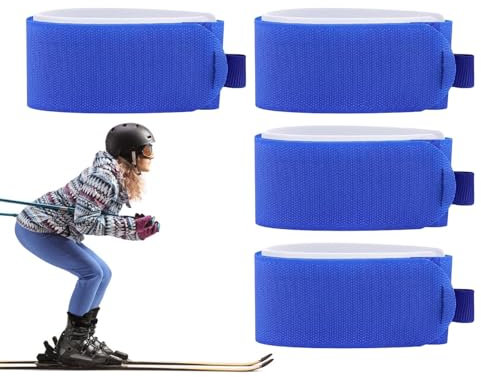 Ski-Verschlussriemen, Nylon Skiträgergurte, 4 x stabile Skibandagen, verstellbare Trage- & Stockträger, Snowboardgurt Wintersport, Skifahren, Snowboarden