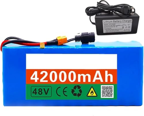 Batería Iones Litio para Bicicleta eléctrica 48 V 42 Ah 13S3P con Cargador Protección BMS incorporada Ideal para Motor Bicicleta eléctrica 200W 500W 1000W 1500 W