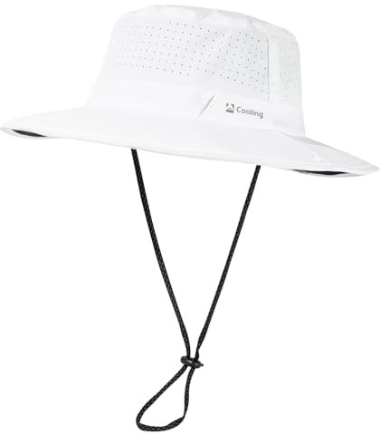 TOP-EX UPF 50 XXL Sonnenhut für große Köpfe Herren breiter Krempe Sommer UV-Schutz Wandern Safari Hut Anglerhut Outdoor-Hut für Spaziergänge Weiß XL/XXL