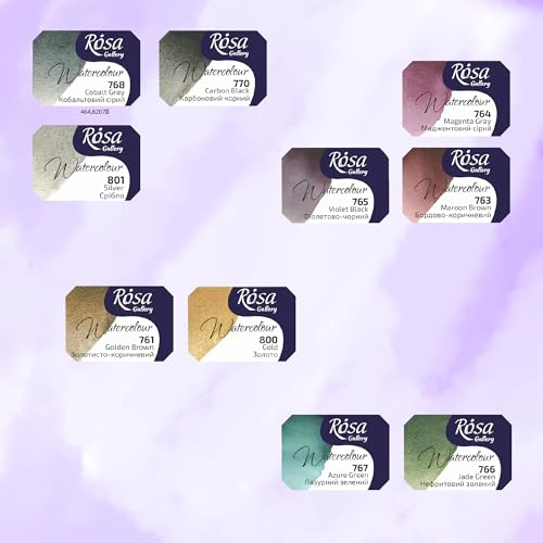 Rosa Gallery Granulation Professional Aquarellfarben 1/1 Voll Napfs Set, 2,5 ml x10