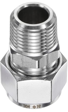 QUARKZMAN Edelstahl Kompressionsrohr Verschraubung 16mm OD x 1/2 NPT Gewinde Männlich Gerade Kupplung Adapter Rohrfitting Klemmringverschraubung für Öl Gas Wasser
