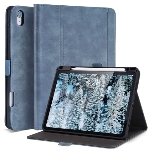 AsileCuir Coque pour iPad A16 11ème Gén/iPad 10ème Génération,Bleu