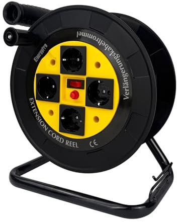 EnergyPro DL616B-EU - Avvolgicavo EX, tamburo avvolgicavo vuoto, IP44, 4 prese, avvolgicavo vuoto, colore: Giallo