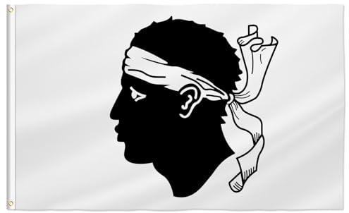 PTEROSAUR Drapeau corse avec œillets en laiton pour décoration intérieure et extérieure (Corse, 0,6 x 0,9 m)