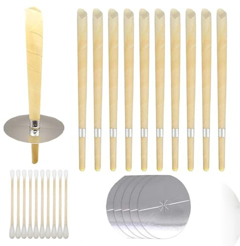 Ear Candles for Wax Removal: 10 Pack Natural Beeswax Hopi Ear Candles - Safe and Effective Ear Cleaning Tool for Blocked Ears and Tinnitus Relief - Ideal for Home Use and Travel