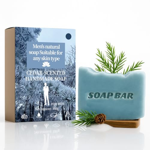 APPTI Natürliche Männer Seife - Palmölfrei, Vegan & Sensitive Haut,Feste Duschseife für Körper/Gesicht/Haare, Organisch mit Zeder (100g)