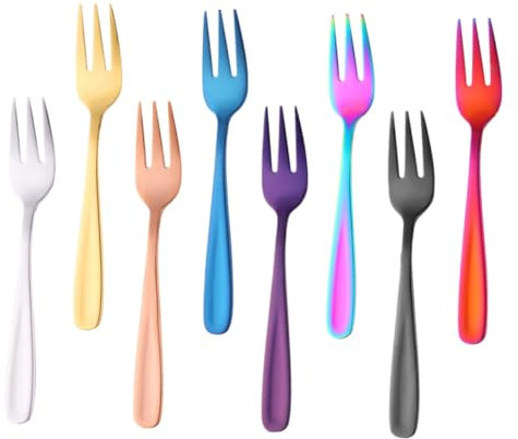 CIYODO 8 Pezzi Forchette da Dessert Acciaio Inossidabile Forchette per Frutta e Dolci per Feste e Buffet Accessorio per Appetizer e Dessert Resistente e Facile da Usare