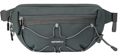 WATERFLY Midjeväska Bältesväska Herr Dam: Liten Anti-stöld Höftväska med RFID-skydd Snygg Midje Pack Sport Bumbag Höftväska för Hundträning Vandring Resa Löpning Utomhus, GRÅ, 9in x 5.1in x