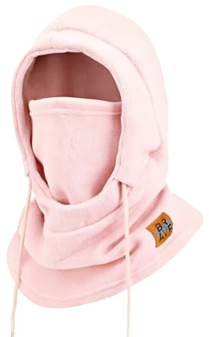 AYPOW Balaklava i fleece för vinter, herr och dam, skidmask, vindtät, varm värmehuva, unisex, multifunktionell hatt med halsvärmare för cykling, motorcykel, arbete, utomhussporter, Rosenröd, one size