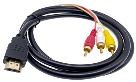 HDMI till RCA-kabel, 1,5 m, HDMI hane till 3 RCA, för TV-videoljudanslutning, projektor, DVD-spelare, set-top, HDTV, enkelriktad överföring, guldpläterade kontakter, enkel användning