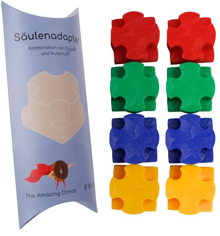 Säulenadapter kompatibel mit Kullerbü und Duplo für kreatives Bauen in unglaublicher Höhe ab 2 Jahren; Verbindet Zwei Spielzeugwelten und erweitert bestehendes Spielzeug nachhaltig (8 STK)