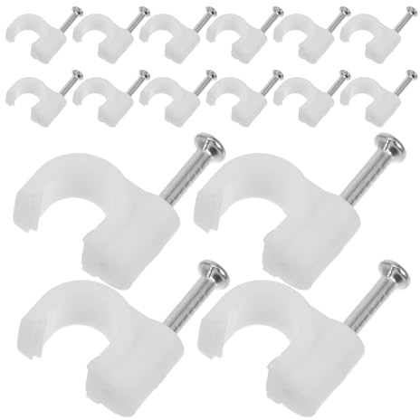 Alipis Lot de 100 Agrafes Métalliques Rondes 6 Mm pour Fil Électrique, Clips Muraux Polyvalents pour Fixation Câbles sur Bois, Ciment, Plaques de Plâtre et Briques, Clips Câbles Fiables