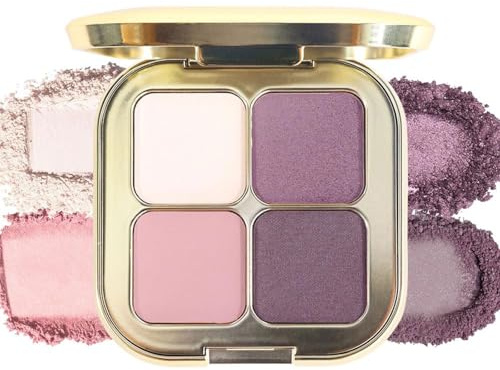Muorruo Nude-Lidschatten-Palette mit 4 Farben und Spiegel, natürliche, neutrale Puder-Lidschatten für Damen, langanhaltend, natürlich wirkend, leichtes Augen-Make-up-Set in Reisegröße, 04