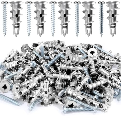 YOYEAH Rigipsdübel Metall, 80 Stück Selbstbohrende Gipskartondübel für Schwere Lasten (bis 20kg) – Trockenbaudübel mit Schrauben für Rigips, Beton, Ziegel