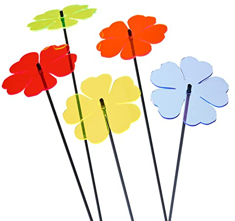 SunCatcher Garden Decor 5 Leuchtende Sonnenfänger Garten Stecker 75cm große Blumen Dekoration für Balkon und Terrasse als Gärtner Geschenk, Farbe:YYY