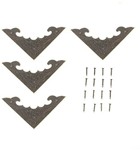 12 Stück Holz Box Eckenschützer Metall Eisen Bronze Kantenschutz Dekoration Antiker Stil Schmuck Sammelalbum Buch Ecke Decor(S)