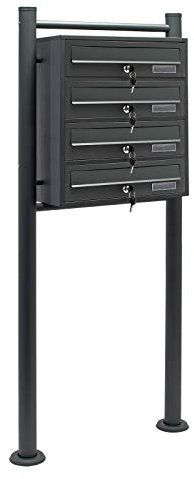Wiltec Cassetta postale condominiale autoportante 4 posti, 1 modulo, antracite 513 x 270 x 1500 mm