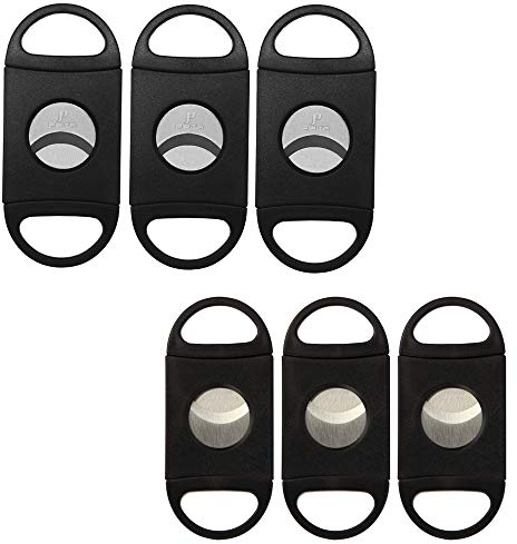 PIPITA Cortador de cigarros, plástico negro cortador de cigarros Bolsillo Cigar Cutter Acero Inoxidable Doble Hoja Tijeras Cortapuros (6 Pack)