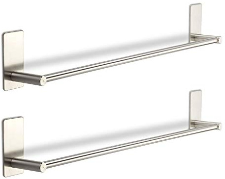 SOTECH 2 x Hakenleiste TALIDA 585 mm/Stangen-Ø 12 mm Edelstahl | selbstklebend mit 3M Klebepad inkl. 3 S-Haken für Küche und Bad Wandhaken