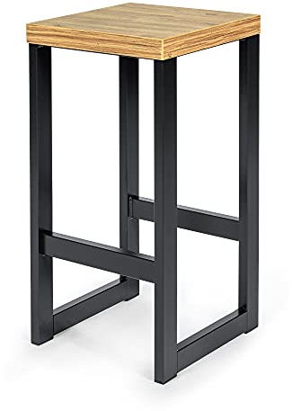 Magnetic Mobel Barhocker Barstuhl Tresenhocker Bistrohocker Designer Stahl Schwarz (Eiche, 75 cm)