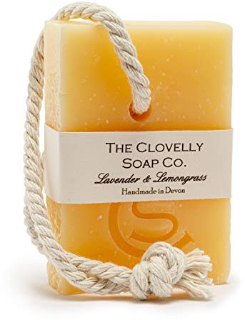 Clovelly Soap Co Natural Handmade Lavender & Lemongrass Shampoo Soap on a Rope Bar for Normal-oily Hair & Scalp 100g