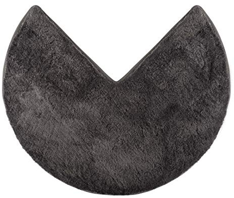 fluffy® Badteppich für Eckduschen, Hochflor aus Mikrofaser, rutschfeste Unterseite (Rund | Innenmaße 45 x 45 cm, Anthrazit)