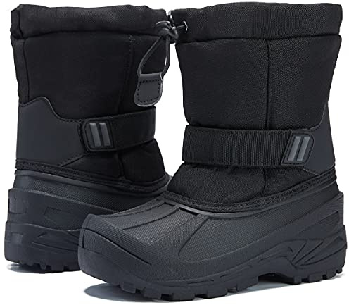 MORENDL Toddler Snow Boots Classic Winter Outdoor Waterproof Slip Resistant Kids Boots for Cold-Weather Hiking Black 13 US Little Kid