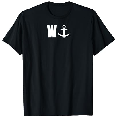 W mit Anker Lustiger Lustige Anker Segler Segeln Sailor Boot T-Shirt