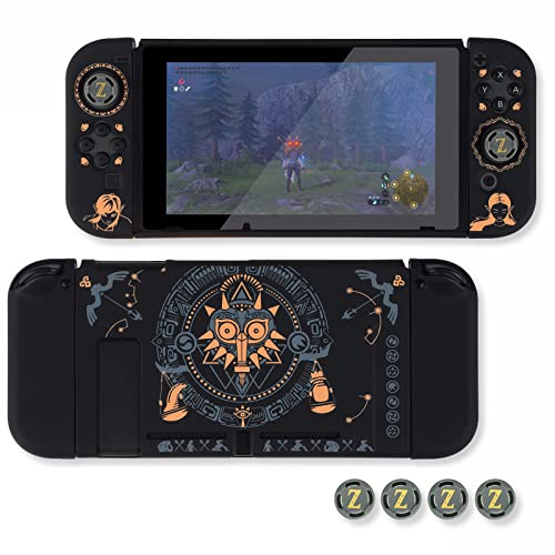 ITONGGUYUKI Dockable Protective Case Compatible with Switch, Hard Shell Case cover for Switch and Joy-Con Controllers with 4 Thumb Grips,zelda tears of the kingdom switch Carrying Case