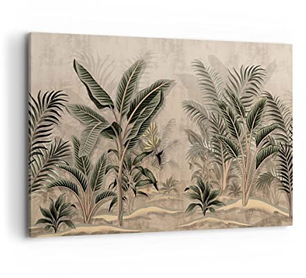 Wandbilder Dekoration Wohnzimmer Wald Blatt Baum Bilder auf Leinwand 120x80cm Leinwandbild mit Rahmen Schlafzimmer Küche Deko Wand Kunstdruck Art Groß XXL Wanddeko Bild Wall Decor Canvas AA120x80-5101